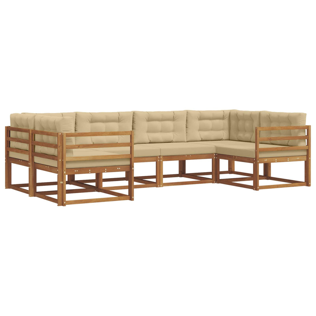 Udendørs sofagruppe med pude 6 pcs Naturlig og Beige
