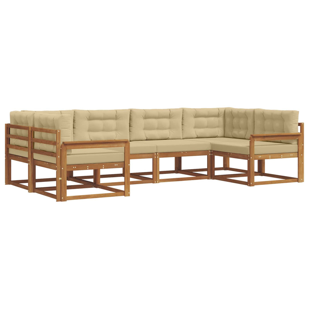 Udendørs sofagruppe med pude 6 pcs Naturlig og Beige