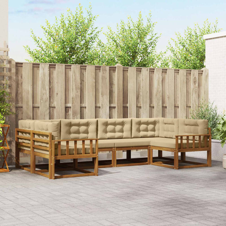 Udendørs sofagruppe med pude 6 pcs Naturlig og Beige