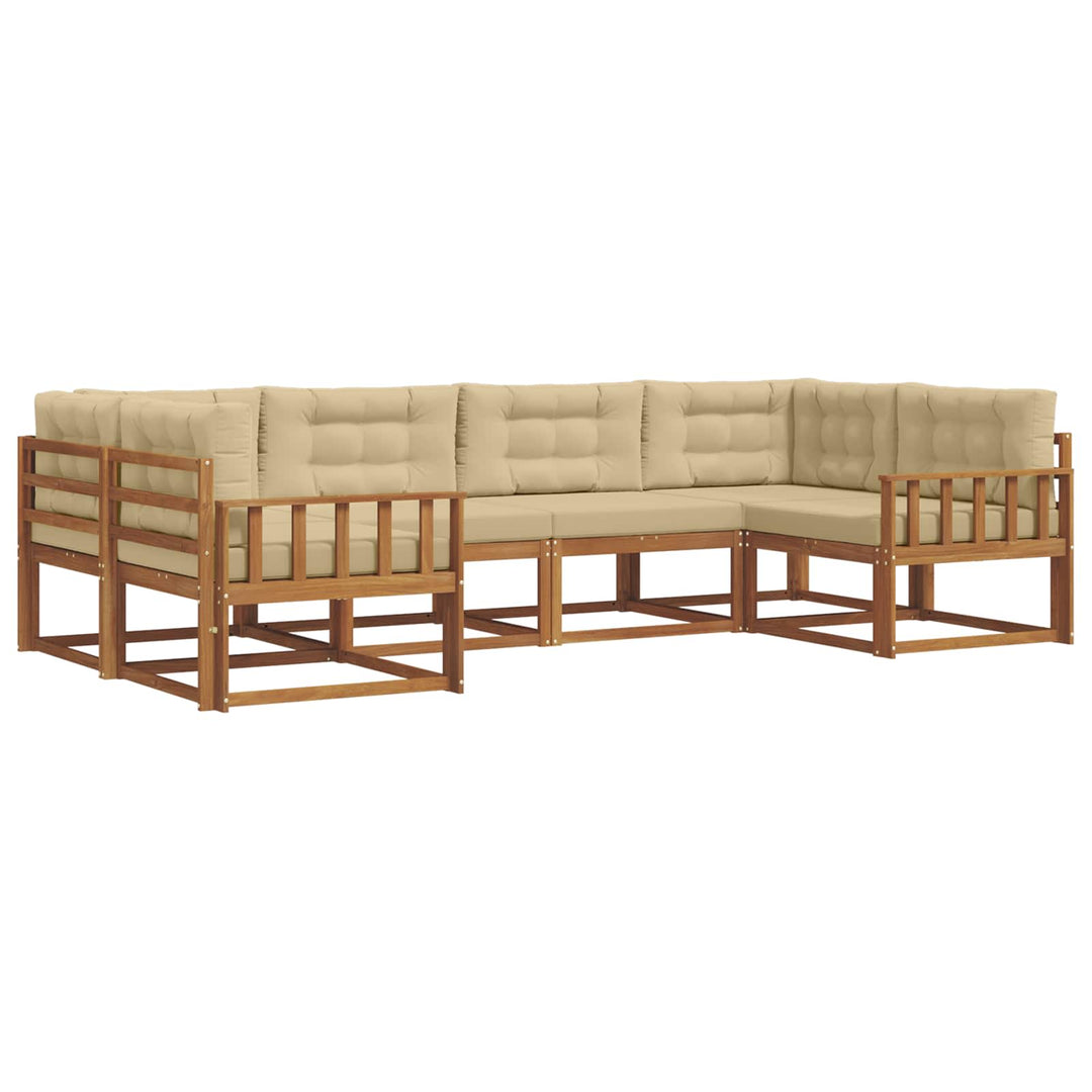 Udendørs sofagruppe med pude 6 pcs Naturlig og Beige