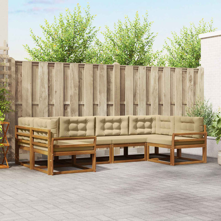 Udendørs sofagruppe med pude 6 pcs Naturlig og Beige