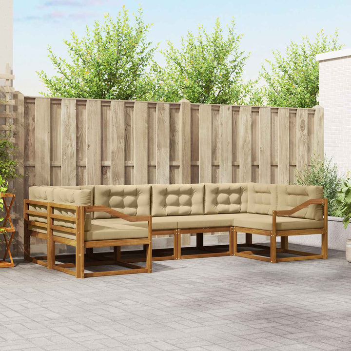 Udendørs sofagruppe med pude 6 pcs Naturlig og Beige
