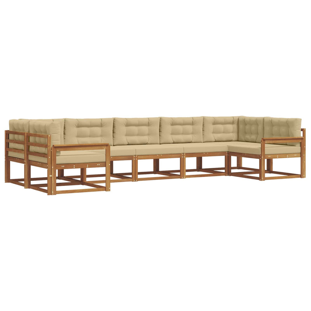 Udendørs sofagruppe med pude 7 pcs Naturlig og Beige