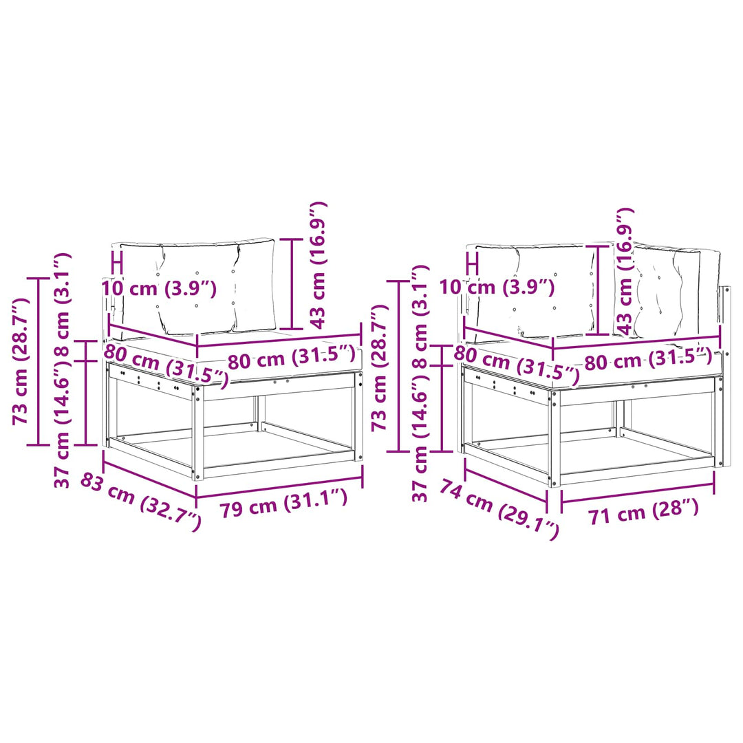 Udendørs sofagruppe 7 stk. Naturlig og Lys Grå