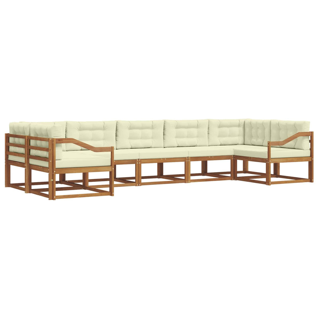 Udendørs sofagruppe med pude 7 pcs Naturlig og Fløde