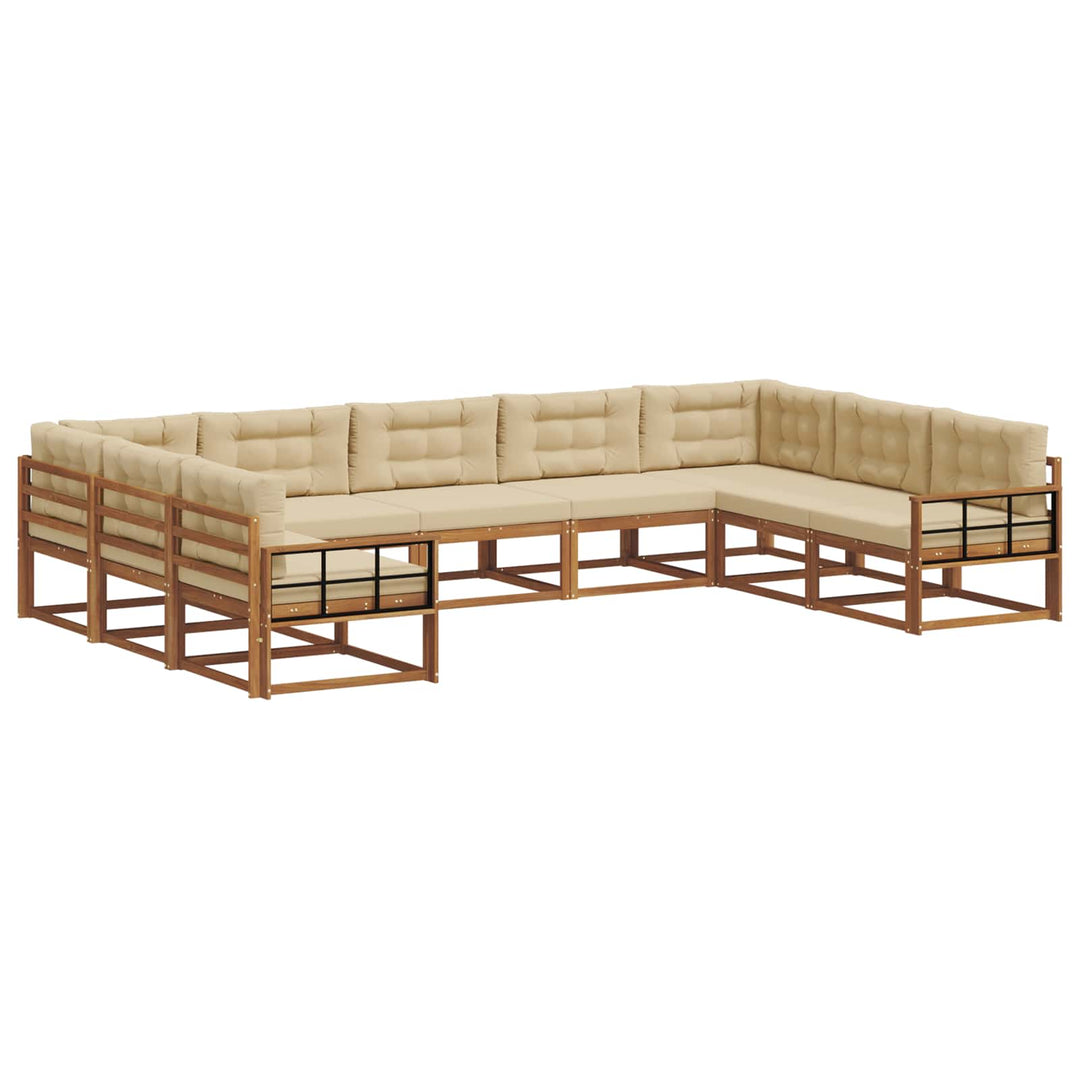 Udendørs sofagruppe med pude 9 pcs Naturlig og Beige