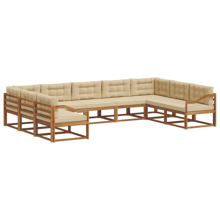 Udendørs sofagruppe med pude 9 pcs Naturlig og Beige