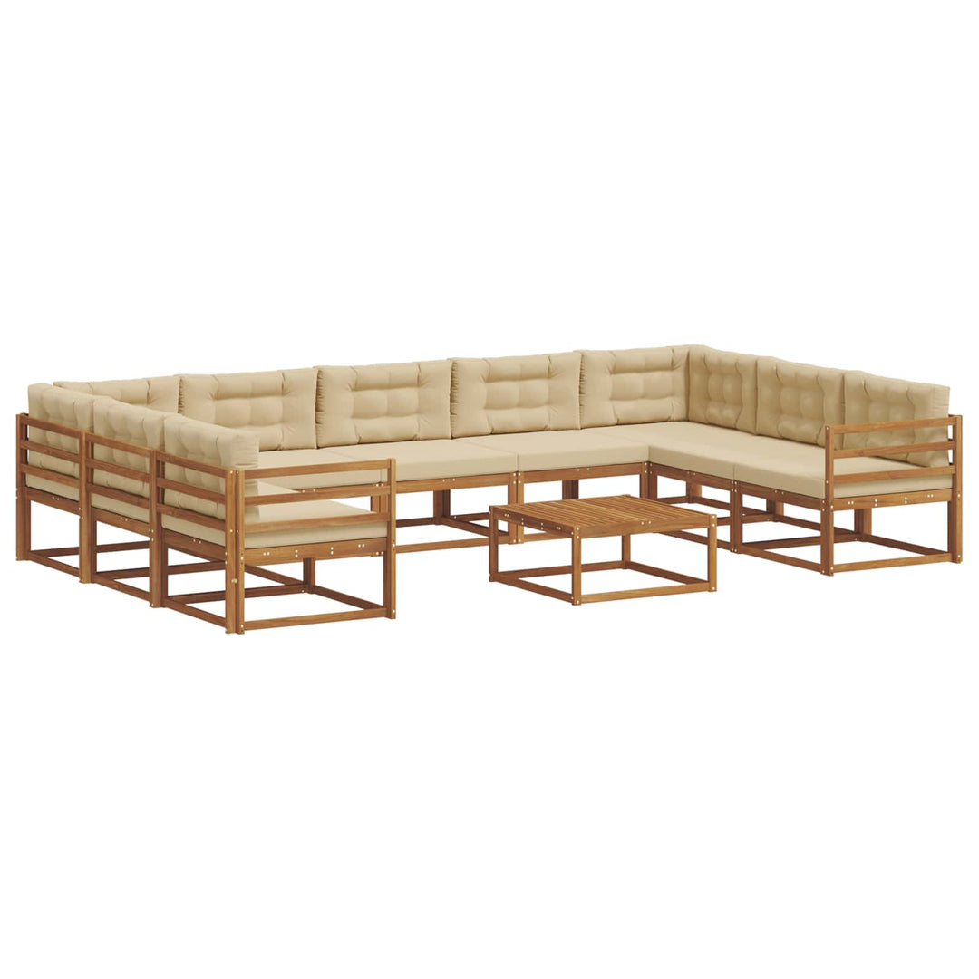 Udendørs sofagruppe med pude 10 pcs Naturlig og Beige