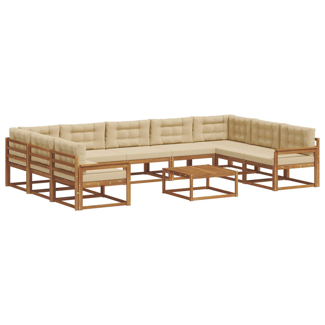 Udendørs sofagruppe med pude 10 pcs Naturlig og Beige