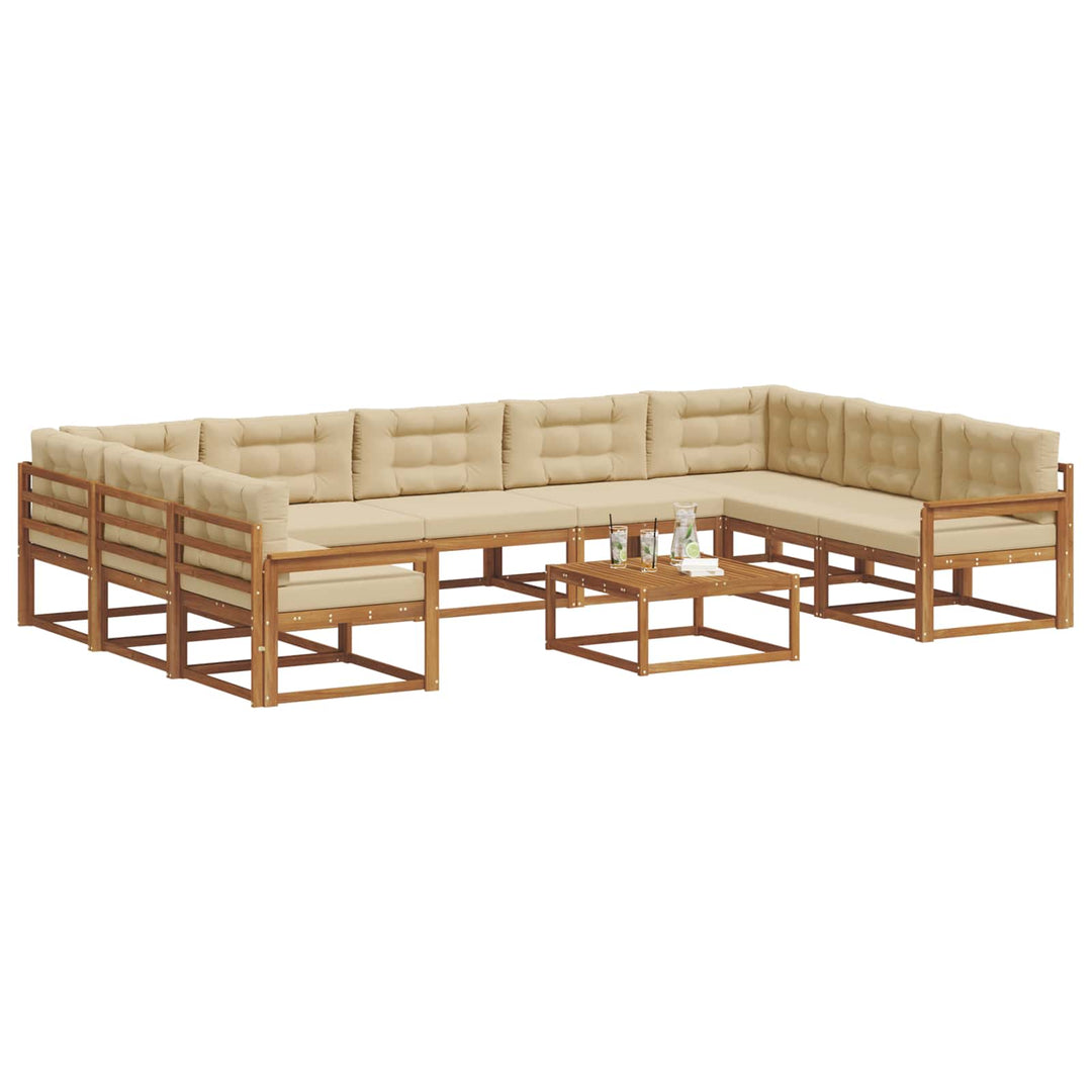 Udendørs sofagruppe med pude 10 pcs Naturlig og Beige