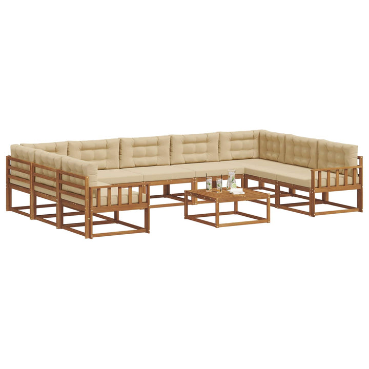 Udendørs sofagruppe med pude 10 pcs Naturlig og Beige