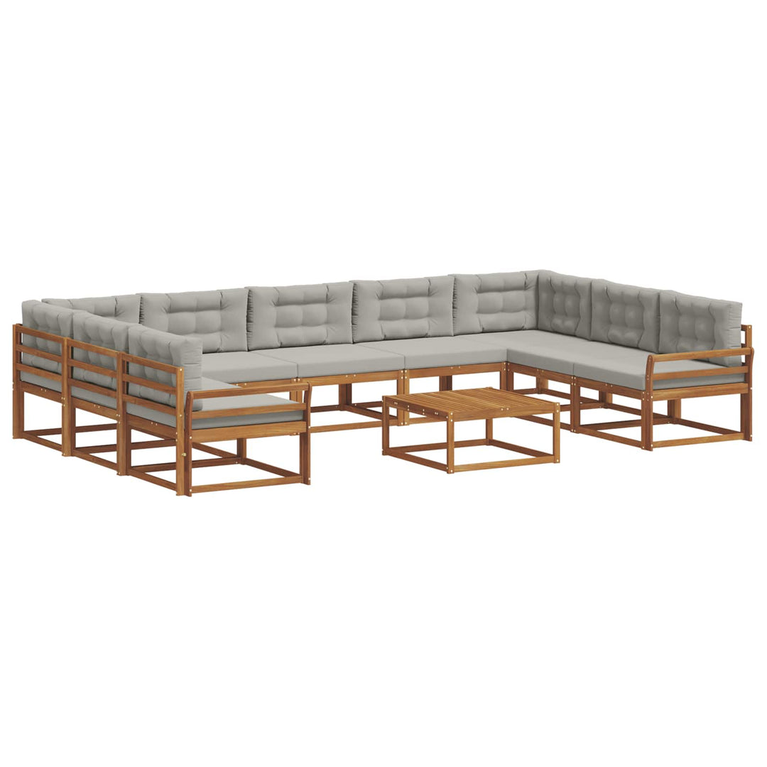 Udendørs sofagruppe med pude 10 pcs Naturlig og Lys Grå
