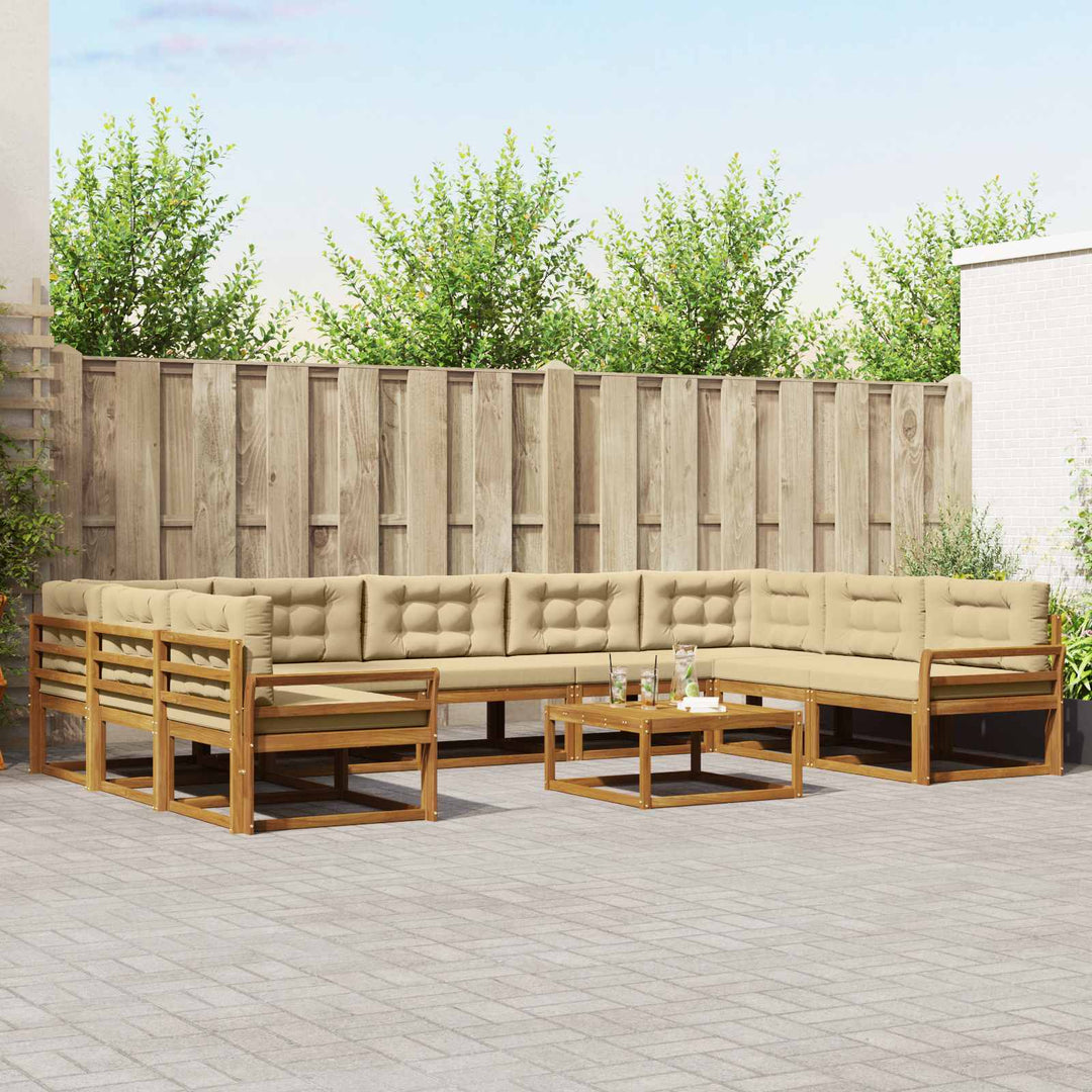 Udendørs sofagruppe med pude 10 pcs Naturlig og Beige