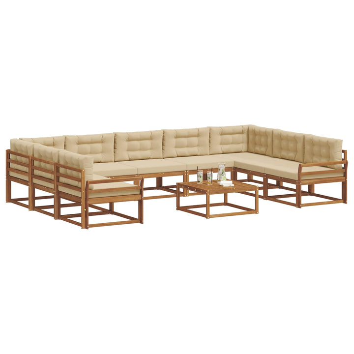Udendørs sofagruppe med pude 10 pcs Naturlig og Beige