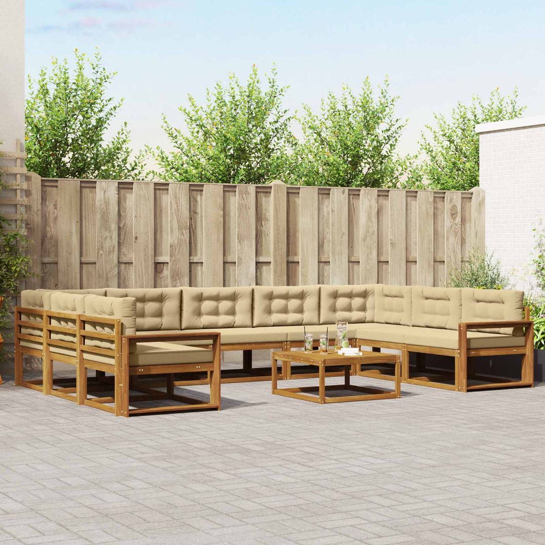 Udendørs sofagruppe med pude 10 pcs Naturlig og Beige