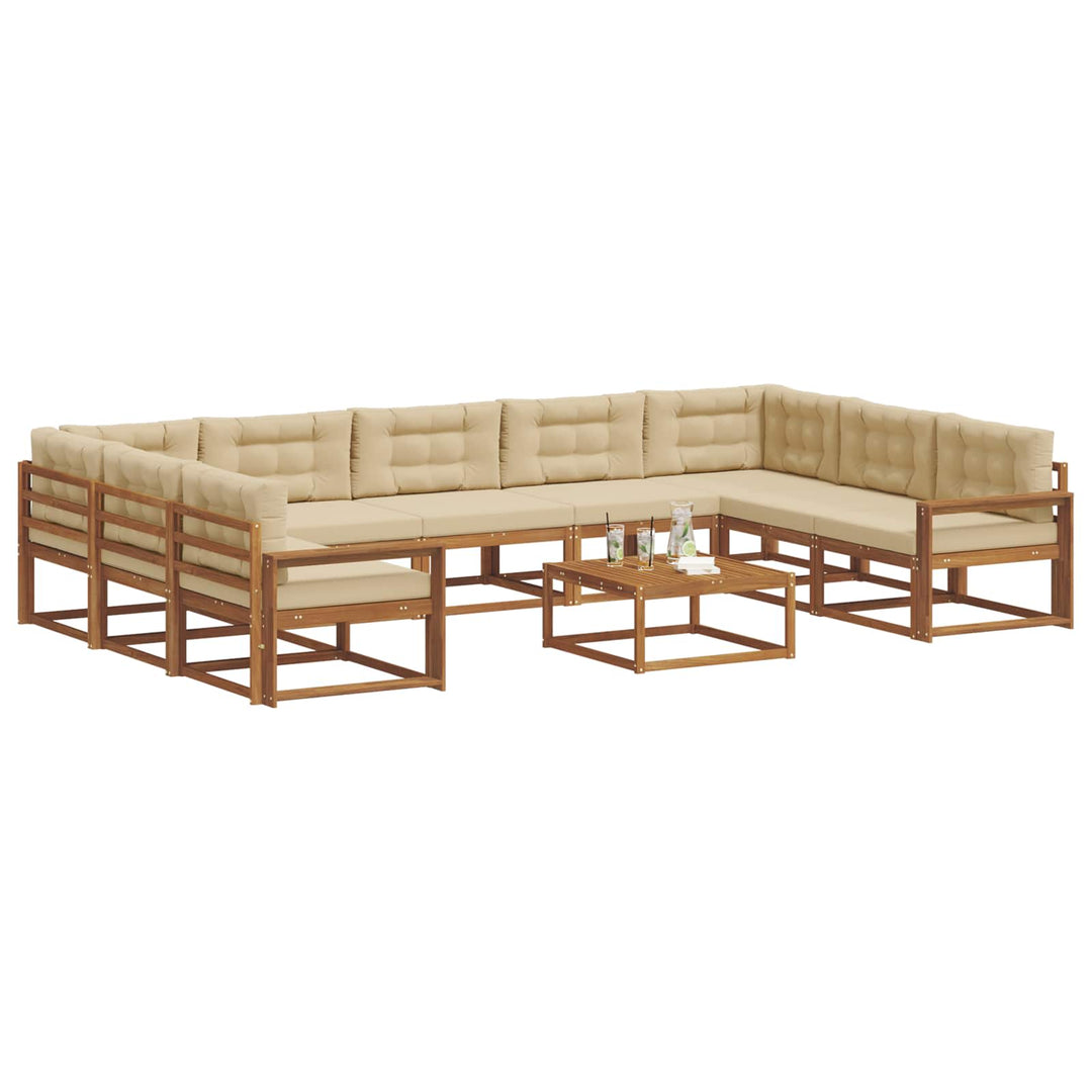 Udendørs sofagruppe med pude 10 pcs Naturlig og Beige