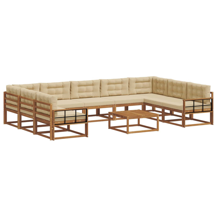 Udendørs sofagruppe med pude 10 pcs Naturlig og Beige