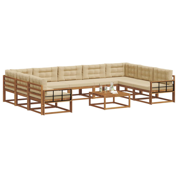 Udendørs sofagruppe med pude 10 pcs Naturlig og Beige