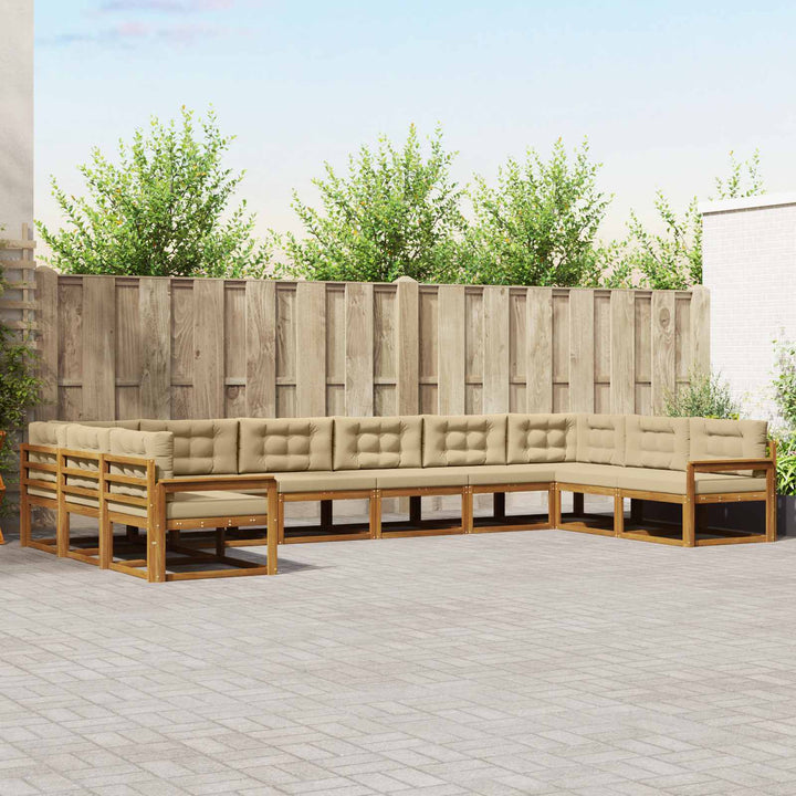 Udendørs sofagruppe 10 stk. Naturlig og Beige