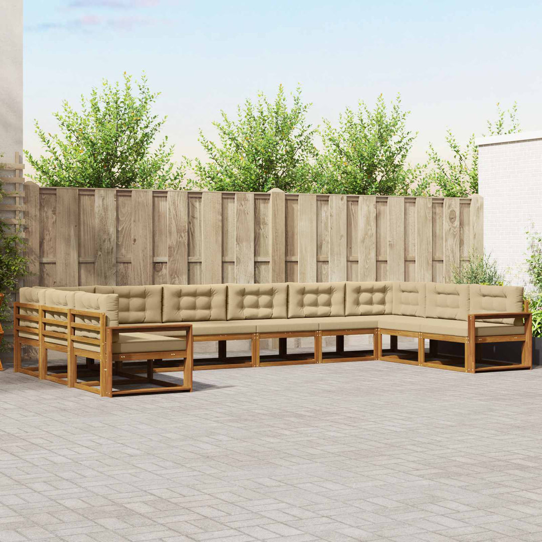 Udendørs sofagruppe med pude 10 pcs Naturlig og Beige