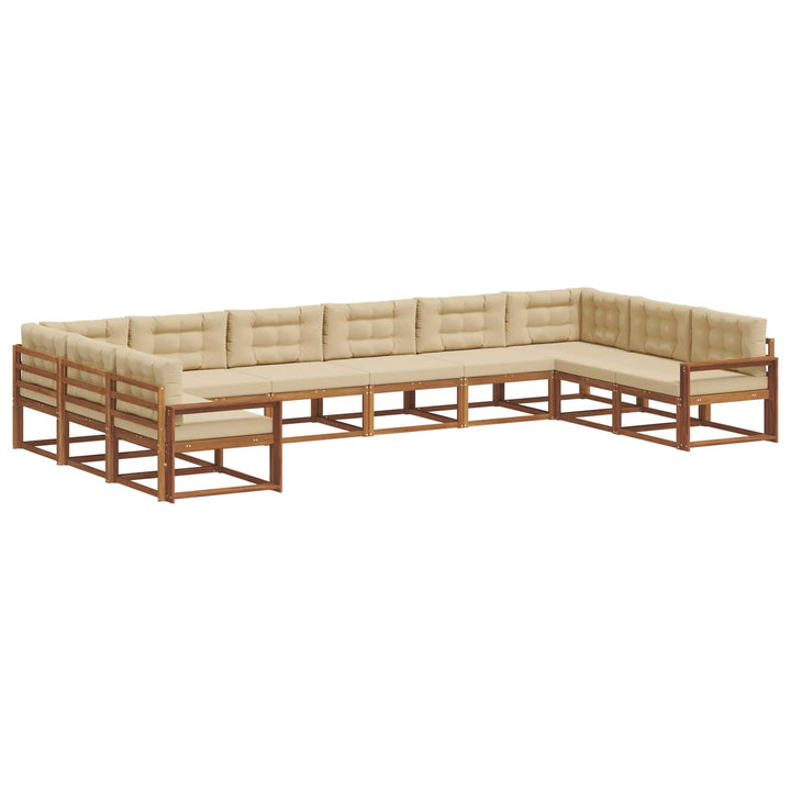 Udendørs sofagruppe med pude 10 pcs Naturlig og Beige