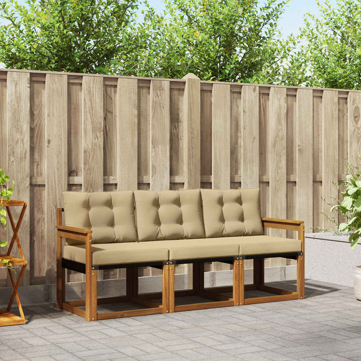 Udendørs sofagruppe med pude 3 pcs Naturlig og Beige