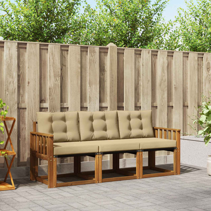 Udendørs sofagruppe med pude 3 pcs Naturlig og Beige