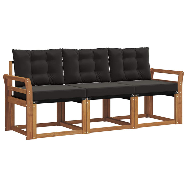 Udendørs sofagruppe med pude 3 pcs Naturlig og sort