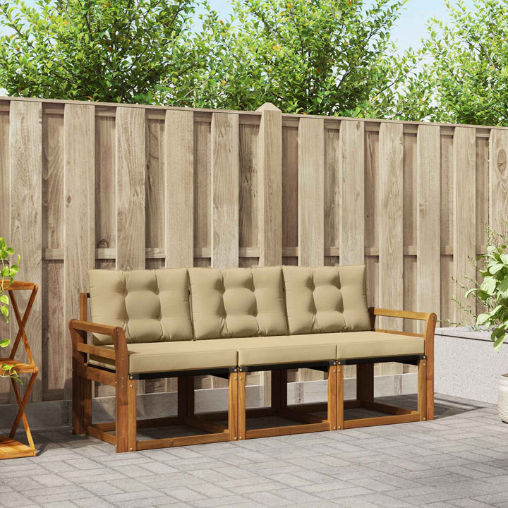 Udendørs sofagruppe med pude 3 pcs Naturlig og Beige