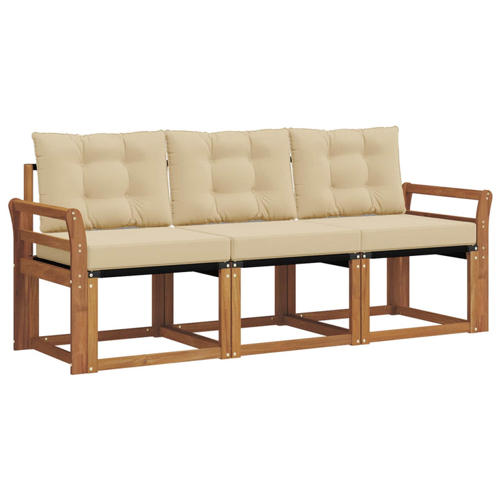 Udendørs sofagruppe med pude 3 pcs Naturlig og Beige