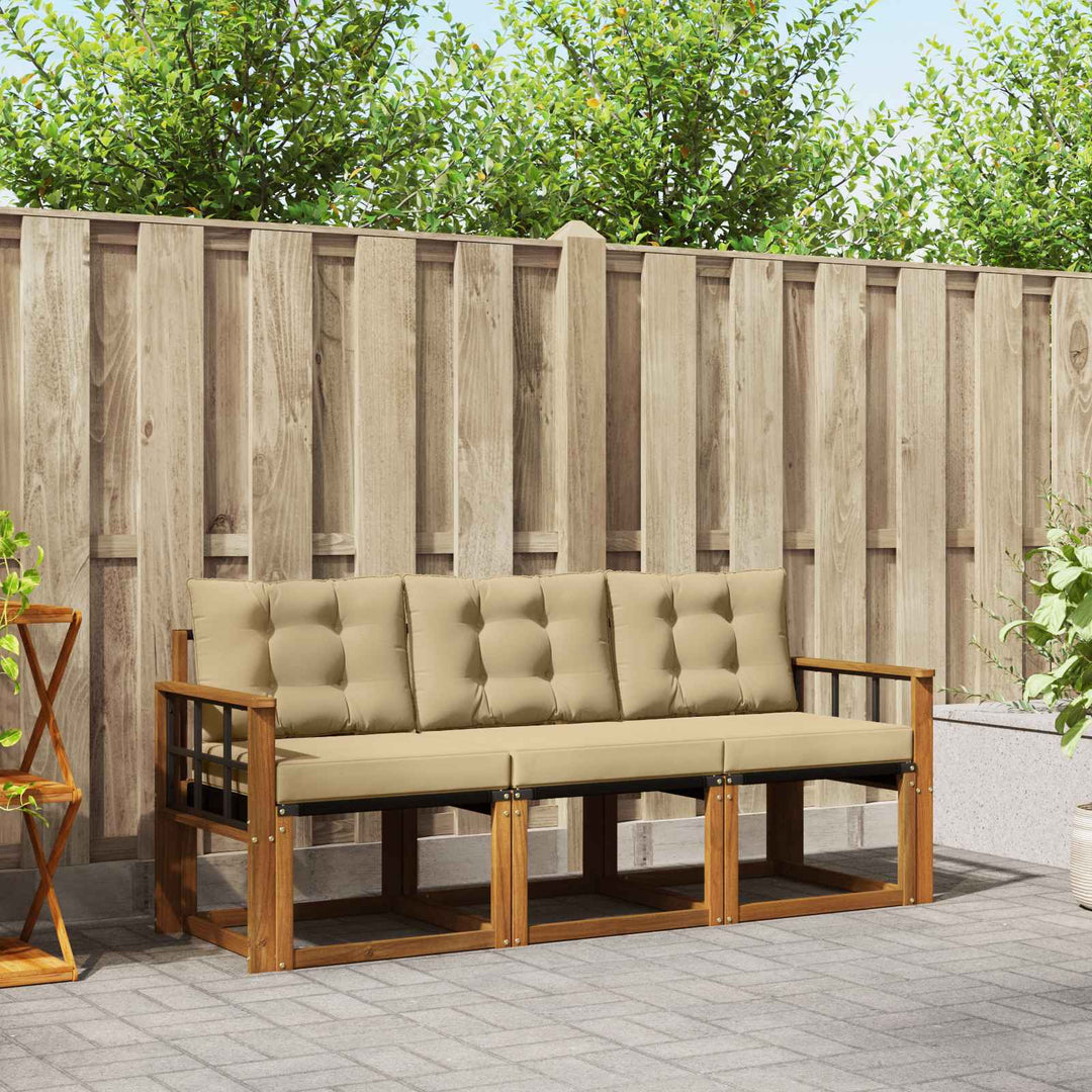Udendørs sofagruppe med pude 3 pcs Naturlig og Beige