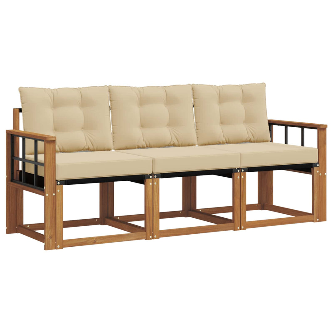 Udendørs sofagruppe med pude 3 pcs Naturlig og Beige