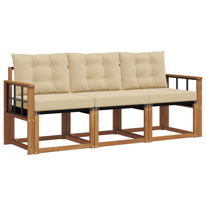 Udendørs sofagruppe med pude 3 pcs Naturlig og Beige