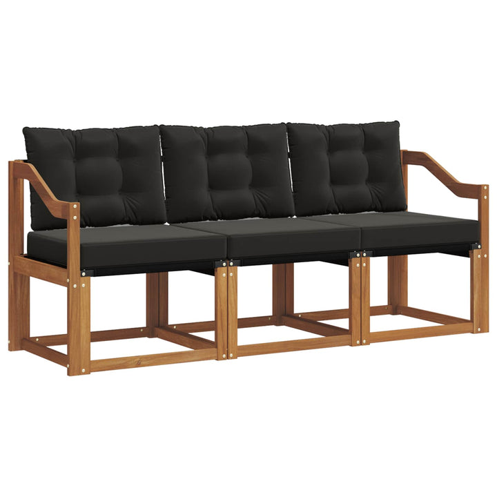Udendørs sofagruppe med pude 3 pcs Naturlig og sort