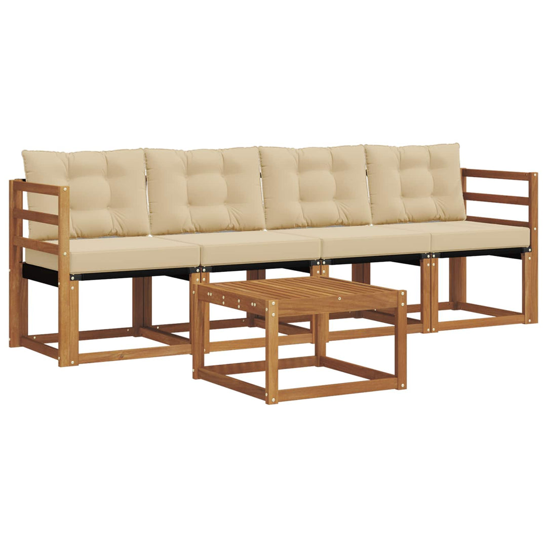 Udendørs sofagruppe med pude 5 pcs Naturlig og Beige