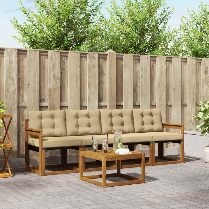 Udendørs sofagruppe med pude 5 pcs Naturlig og Beige