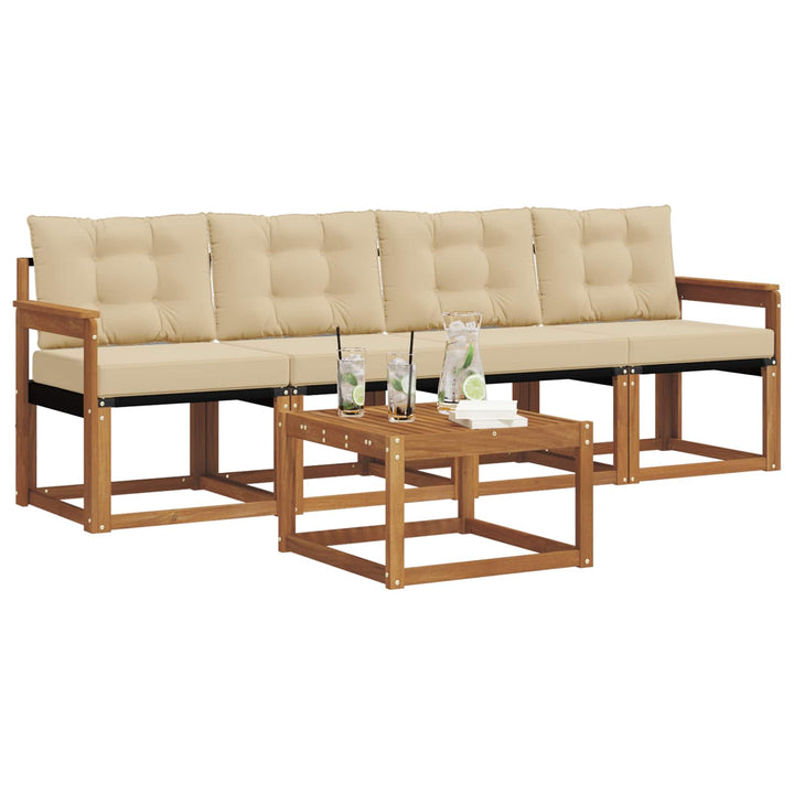 Udendørs sofagruppe med pude 5 pcs Naturlig og Beige