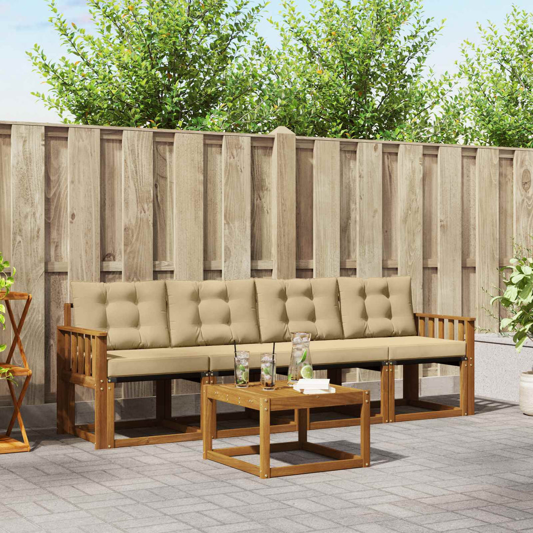 Udendørs sofagruppe med pude 5 pcs Naturlig og Beige