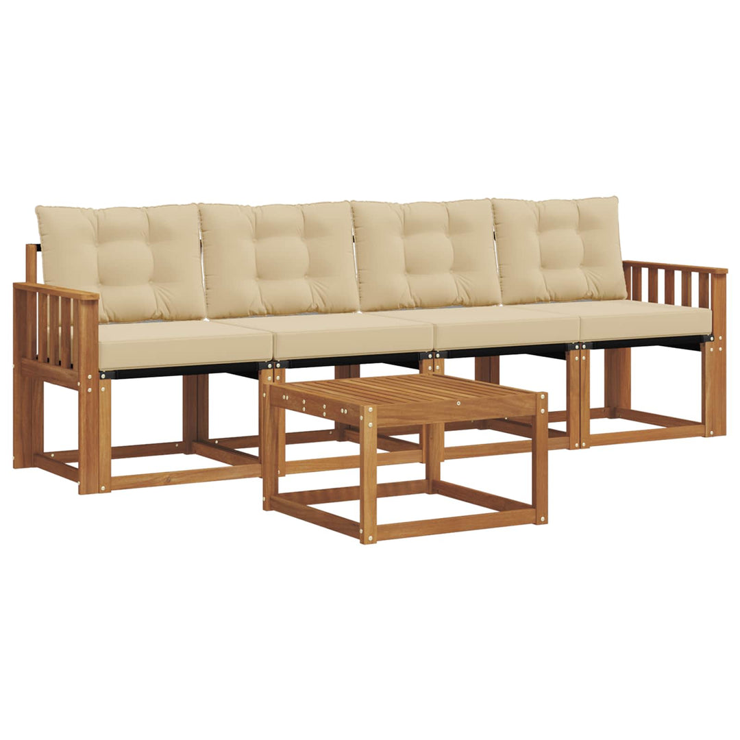 Udendørs sofagruppe med pude 5 pcs Naturlig og Beige
