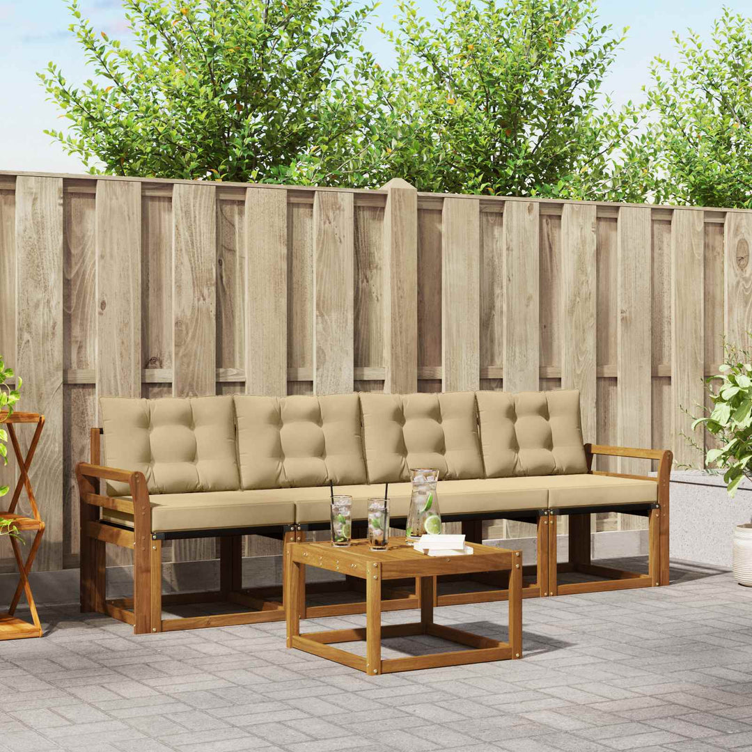 Udendørs sofagruppe med pude 5 pcs Naturlig og Beige