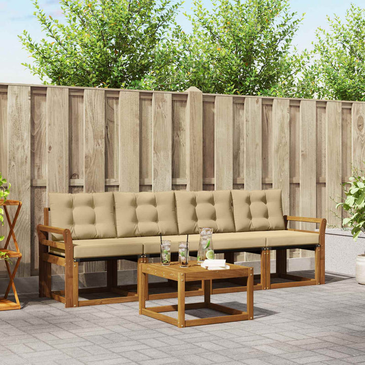 Udendørs sofagruppe med pude 5 pcs Naturlig og Beige
