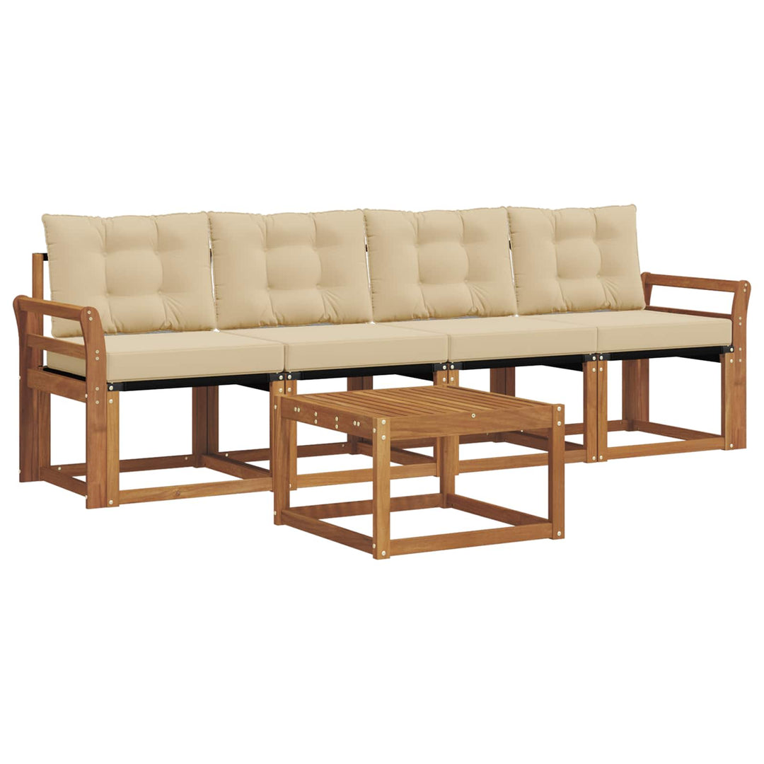 Udendørs sofagruppe med pude 5 pcs Naturlig og Beige