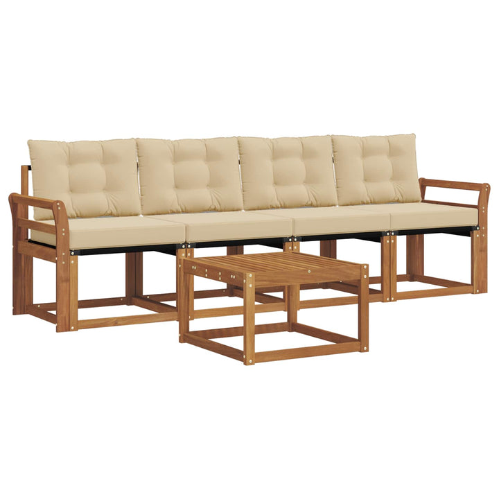 Udendørs sofagruppe med pude 5 pcs Naturlig og Beige
