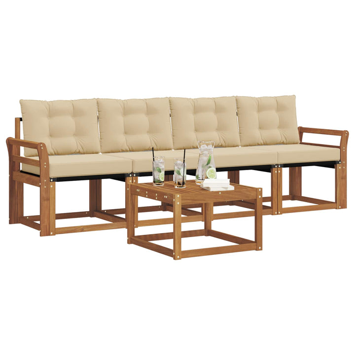 Udendørs sofagruppe med pude 5 pcs Naturlig og Beige