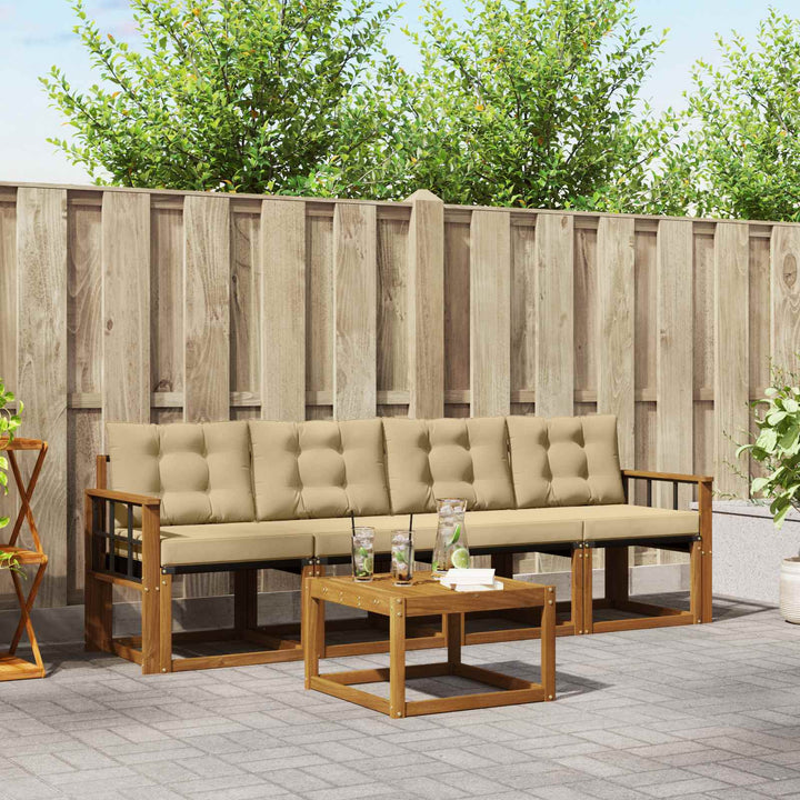 Udendørs sofagruppe med pude 5 pcs Naturlig og Beige