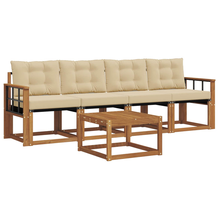 Udendørs sofagruppe med pude 5 pcs Naturlig og Beige