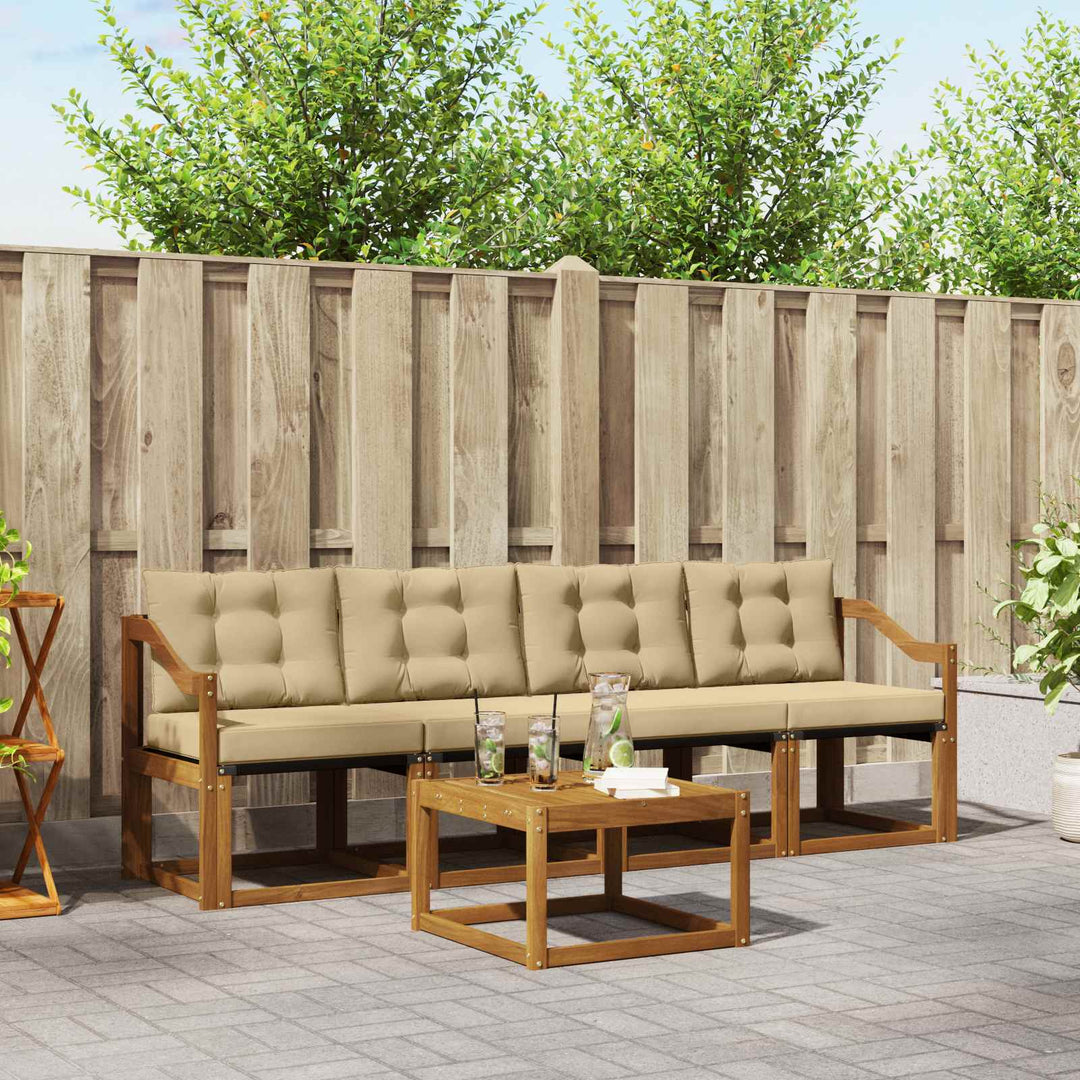 Udendørs sofagruppe med pude 5 pcs Naturlig og Beige