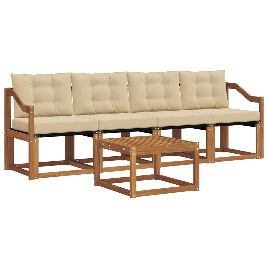Udendørs sofagruppe med pude 5 pcs Naturlig og Beige