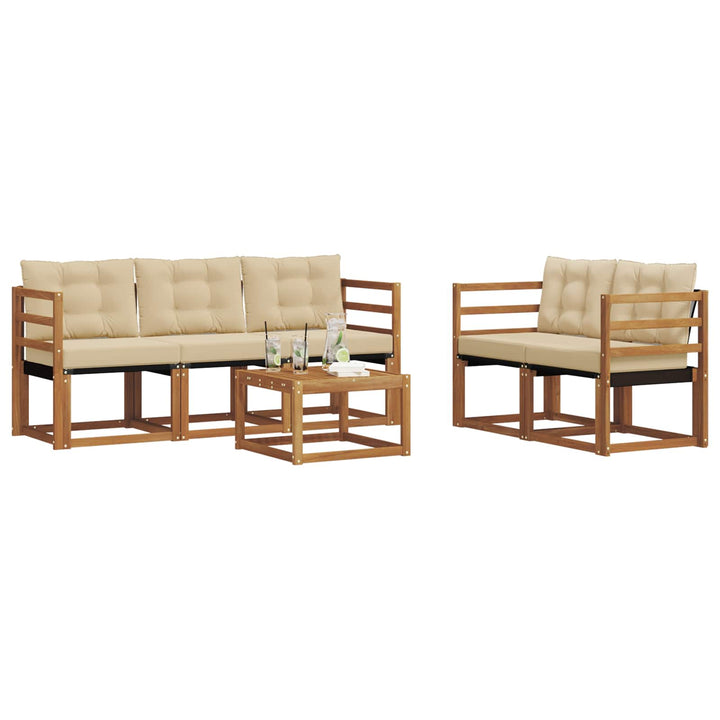 Udendørs sofagruppe med pude 6 pcs Naturlig og Beige