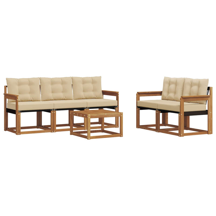 Udendørs sofagruppe med pude 6 pcs Naturlig og Beige
